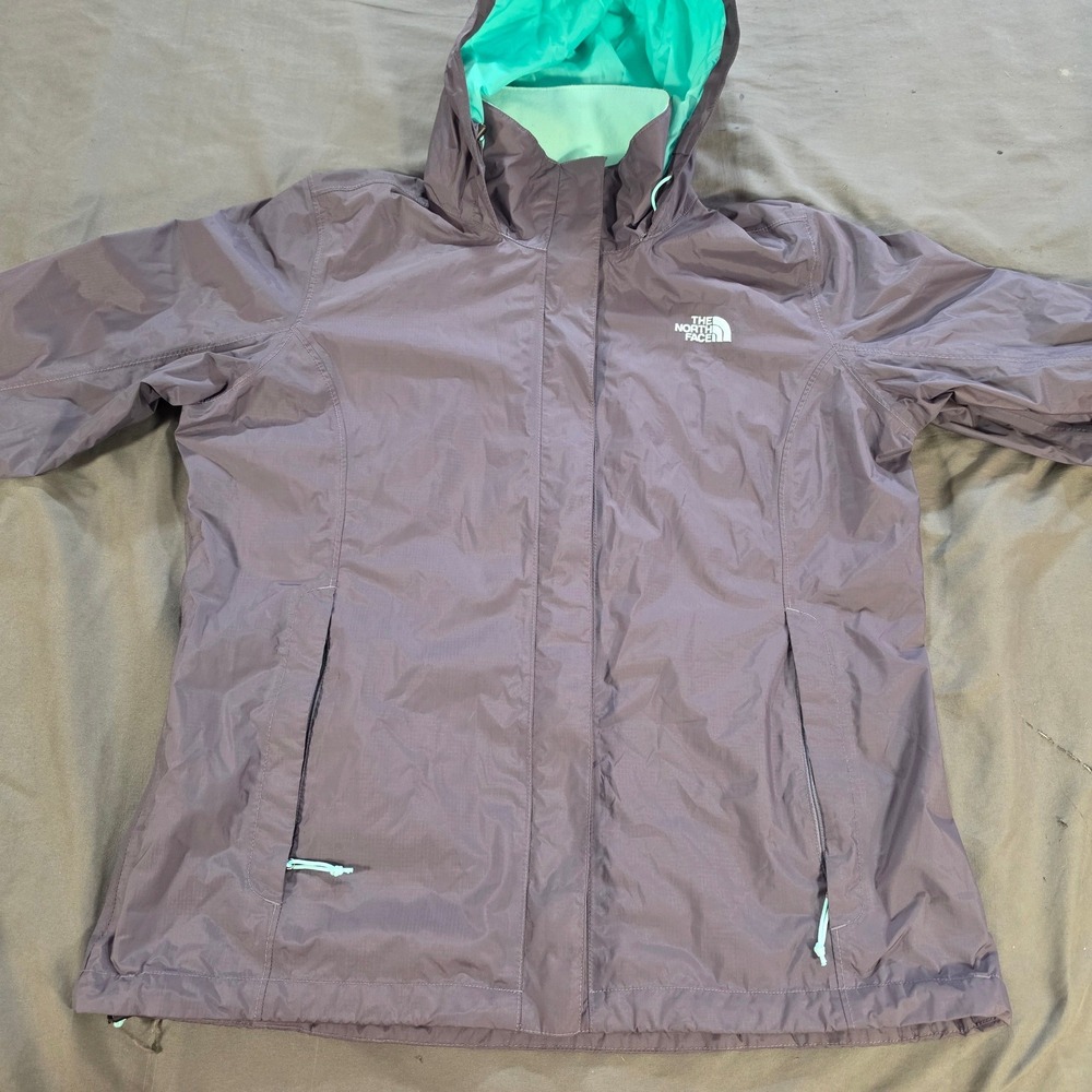 The North Face HyVent Rain Jacket Womens XL Purple Grey Mint Green Waterproof